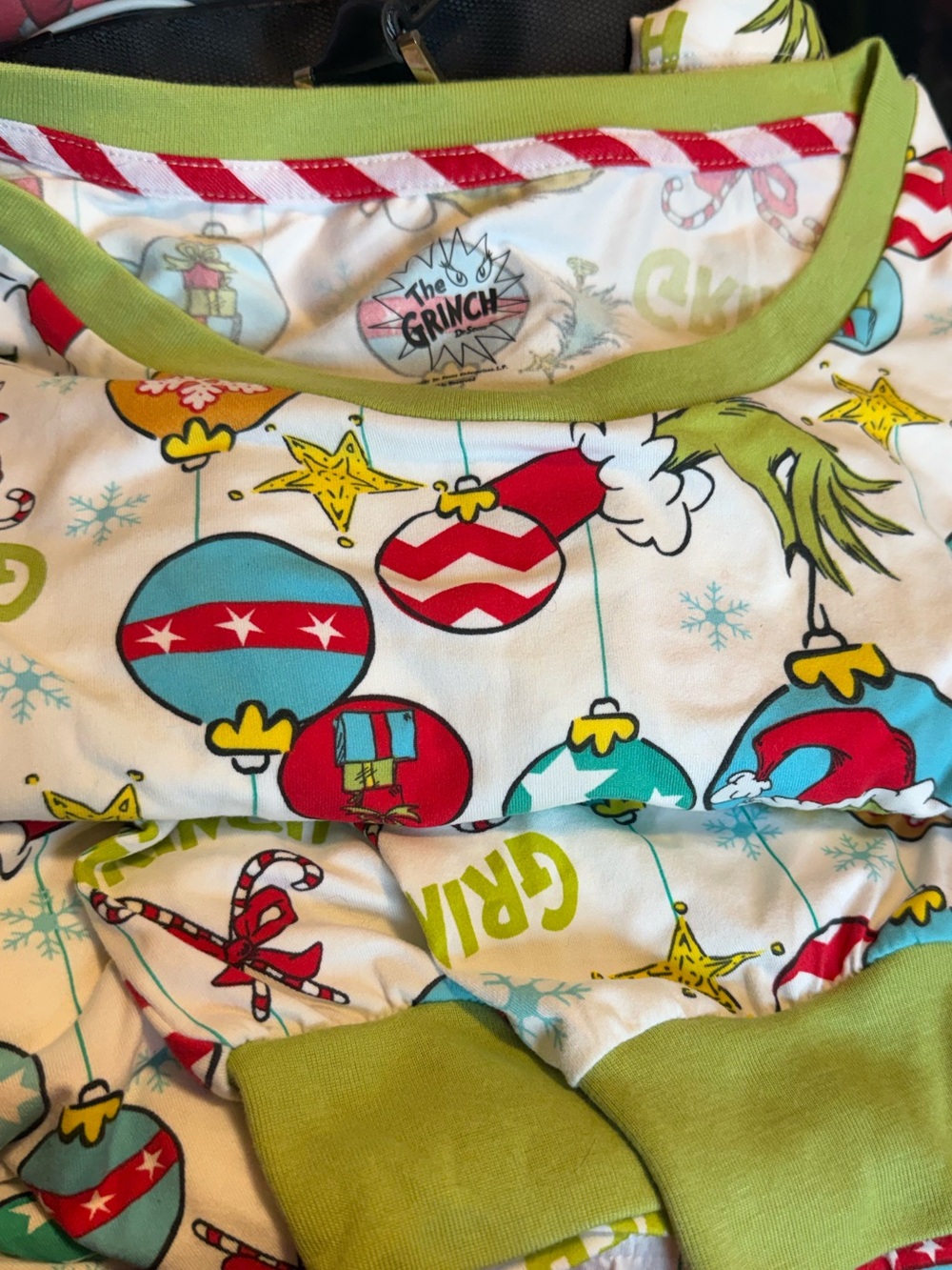 Dr. Seuss Women’s Holiday Ornament Pajama Set - White, Red, Green, Blue, Yellow